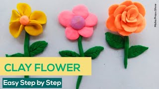 Flower with Clay  Clay Art Tutorial  How to make a flower from clay  Easy clay ideas  DIY [upl. by Etteyafal]