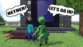 CREEPER AND STEVE GOING TO NETHER in HUMAN FALL FLAT [upl. by Wylde626]