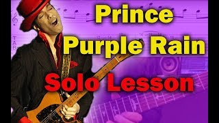 How to play ‘Purple Rain’ by Prince Guitar Solo Lesson wtabs [upl. by Dnomrej]