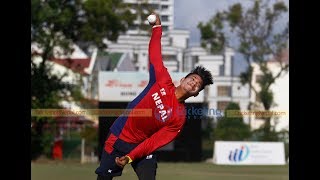 Sandeep Lamichhanes excessive turn while bowling [upl. by Mik220]