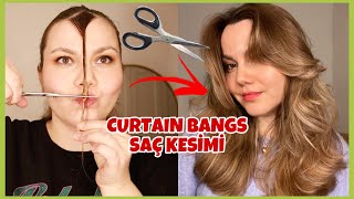 CURTAIN BANGS SAÇ KESİMİ YAPTIM [upl. by Persis901]