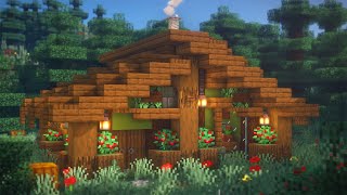 Minecraft How to Build a Taiga Cabin  Wooden House Simple Survival Tutorial [upl. by Landy]