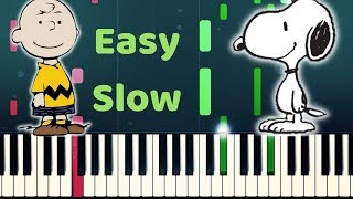 LINUS AND LUCY  Charlie Brown Xmas  Easy Slow Piano Tutorial with SHEET MUSIC [upl. by Lingwood]