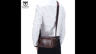 Best Bullcaptain Leather Mens Messenger Shoulder Bags of 202 [upl. by Broderick979]