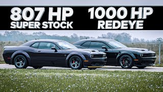 1000 HP HELLCAT REDEYE vs 2021 HELLCAT SUPER STOCK  Street Race Comparison [upl. by Maurilla]