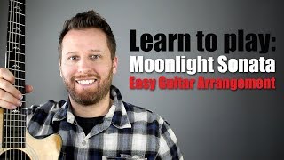 Moonlight Sonata Guitar Tutorial  Easy to Play Arrangement [upl. by Odel]