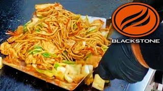 HOW TO MAKE AMAZING CHICKEN LO MEIN ON THE BLACKSTONE GRIDDLE  EASY ASIAN DISH RECIPE [upl. by Nylkoorb416]