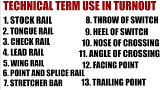 Technical Term Use In TurnoutStock Rail Tongue Rail Check RailLead RailWing Rail [upl. by Tanberg]