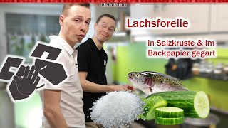 Lachsforelle in Salzkruste amp im Backpapier gegart [upl. by Doralynn]