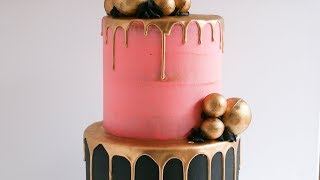 Gold Sphere Gold Drip Cake Tutorial Rosies Dessert Spot [upl. by Danielson939]