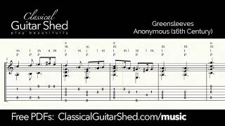 Greensleeves  Free sheet music and TABS for classical guitar [upl. by Eissel]