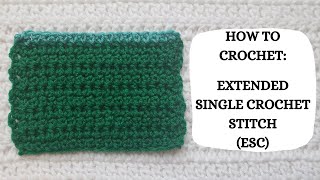 How To Crochet Extended Single Crochet Stitch ESC  Tutorial DIY Beginner Crochet EasyLearn 🙌 [upl. by Adaynek]