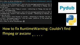 How to fix RuntimeWarning Couldnt find ffmpeg or avconv  defaulting to ffmpeg but may not work [upl. by Alurd586]