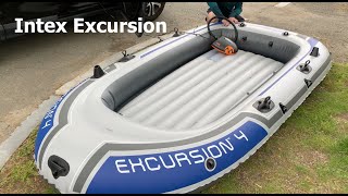 Intex Excursion Inflatable 4Person Boat Unboxing amp Testing [upl. by Aninahs]