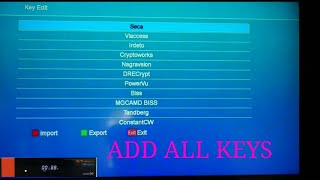 how to Add a biss key and power vu key on GT media v8 nova 2021 [upl. by Eerehc215]