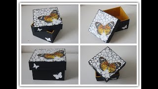 Caja decorada con jacarelado con cola blanca y decoupage  Manualidades  DIY [upl. by Ridgley]