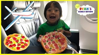 Gummy Pizza Candy Challenge Kid on the Airplane  Toy Hunt Swimming Pool with Ryans Family Review [upl. by Magdalen]