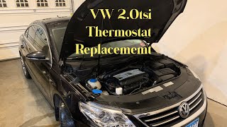 2012 Volkswagen CC 20 TSI Engine Thermostat Replacement [upl. by Dnaltiac]