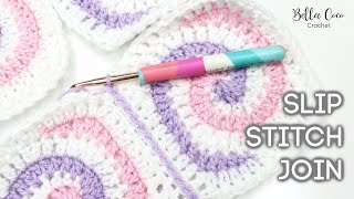 HOW TO JOIN CROCHET WITH A SLIP STITCH  Bella Coco Crochet [upl. by Drisko]