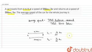 A car travels from A to B at a speed of 20 kmhr and returns at a speed of 30 kmhr [upl. by Kylynn]