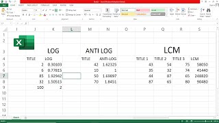 Log Antilog Calculation Sheet  How To Calculate Log Anti Log And LCM Value In Excel [upl. by Ajssatsan123]