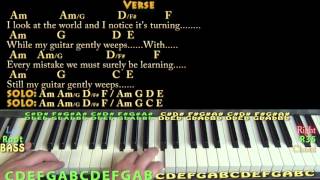 While My Guitar Gently Weeps Beatles Piano Cover Lesson with ChordsLyrics [upl. by Soisanahta317]