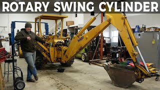 Massey Ferguson Backhoe Rotary Swing Cylinder Rebuild [upl. by Crosley]