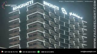 Binghatti Creek Dubai  Facade Lighting Project dubai facadelightingservices [upl. by Sukramal469]