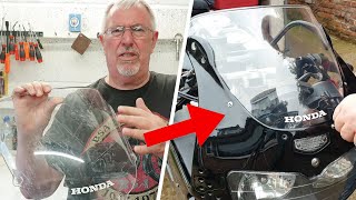 Repair Scratched Motorcycle Windshield  How To Remove Scratches On A Bike Screen  Fireblade  004 [upl. by Krahmer]