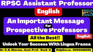 RPSC Assistant Professor ExamEnglishDrSKSharmaLingua FrancaNETSETcollege Lecturer [upl. by Jehovah]