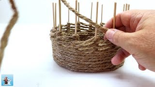 3 Handicraft Ideas from Jute  Weaving Basket [upl. by Yraunaj]