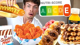 Nur PRODUKTE essen mit NUTRISCORE E für 24 STUNDEN 🤯 [upl. by Nehtiek]