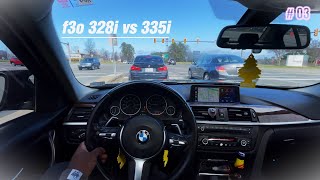 BMW F30 328I VS 335I ALMOST CRASHED [upl. by Jasmina]