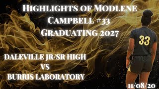 Modlene Campbell Basketball Highlights  Daleville JrSr High vs Burris Laboratory [upl. by Hirz]