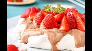 Hazelnut Pavlova with Strawberries Recipe [upl. by Revkah]