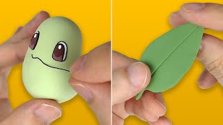 Pokémon Figures Making  Chikorita  Clay Art [upl. by Neersan]