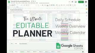 The Ultimate Editable Planner  Monthly Calendar Weekly Planner amp Daily Schedule  Google Sheets [upl. by Grindlay715]