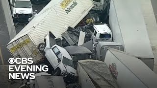 At least 6 killed in 100vehicle pileup on icy Texas highway [upl. by Sherourd]