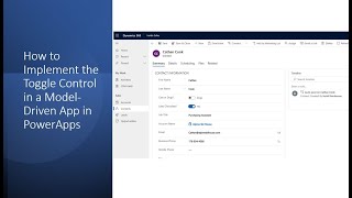 How to Implement the Toggle Control in a ModelDriven App in Power Apps [upl. by Rois]