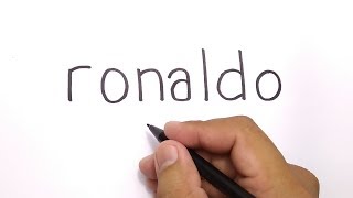 WOW how to turn words RONALDO into CARTOON for KIDS  AMAZING ART  DRAWING RONALDO CR7 [upl. by Lenee]