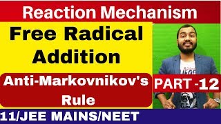 Reaction Mechanism 12  Free Radical Addition  Anti Markovnikovs Rule  JEE MAINSNEET [upl. by Araj802]