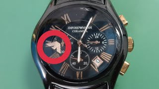 EMPORIO ARMANI Fixing a Loose Dial Logo and Battery Change  SolimBD [upl. by Llieno]