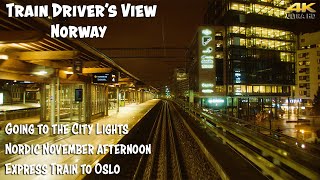 4K CABVIEW Going to Oslo and the City Lights and the depot [upl. by Nodmac]