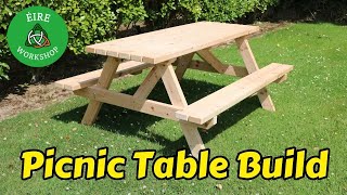 Simple Picnic Table Build  Step By Step Guide [upl. by Auqinehs467]