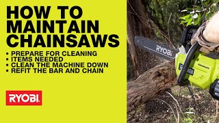 RYOBI How to  Basic maintenance for chainsaws and pole pruners [upl. by Sharl315]