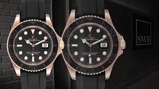 Rolex Yachtmaster 40 18K Everose Gold Rubber Strap Watch 116655  SwissWatchExpo [upl. by Louella]