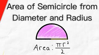 Area of a Semicircle from Diameter and Radius  Geometry [upl. by Orual923]