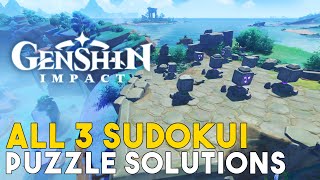 Genshin Impact All 3 Sudoku Puzzle Solutions Watatsumi Big Cube Puzzle Solutions [upl. by Esiuolyram]