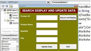 Excel VBA Userform to Search and Update Data  Excel VBA Userform Example [upl. by Crandale]