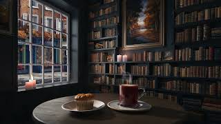 Cozy Autumn Coffee Shop Bookstore Ambience with Relaxing Jazz Music 🍁Smooth Jazz Piano Music [upl. by Breanne]